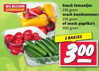 Nettorama Snack tomaatjes 250 gram, snack komkommers 250 gram, of snack paprika's 300 gram aanbieding