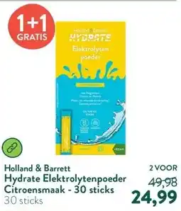 Holland & Barrett Hydrate Elektrolytenpoeder Citroensmaak - 30 sticks aanbieding