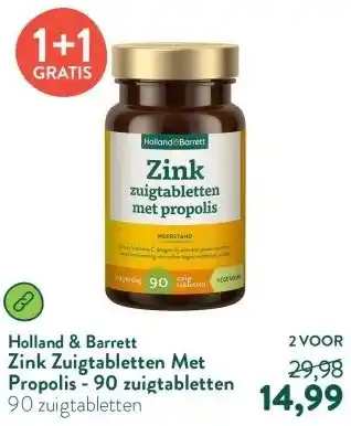 Holland & Barrett Zink Zuigtabletten Met Propolis - 90 zuigtabletten aanbieding