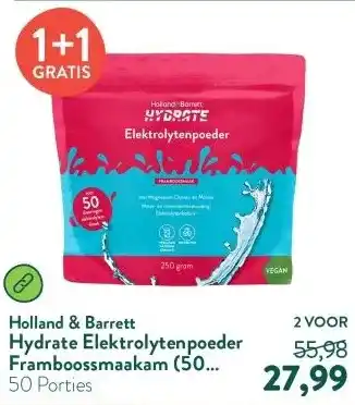 Holland & Barrett Hydrate Elektrolytenpoeder Framboossmaakam (50 porties) aanbieding