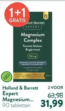 Holland & Barrett Expert Magnesium Complex Tauraat-Malaat-Bisglycinaat 150mg aanbieding