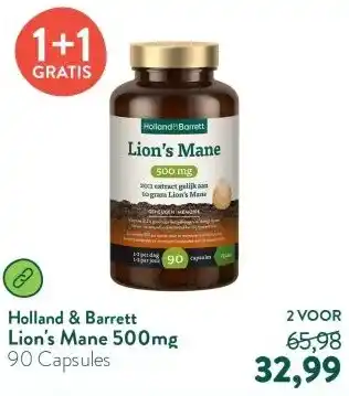 Holland & Barrett Lion's Mane 500mg aanbieding