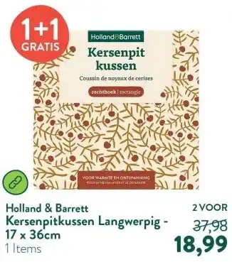 Holland & Barrett Kersenpitkussen Langwerpig - 17 x 36cm aanbieding