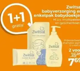 Trekpleister Zwitsal babyverzorging en enkelpak babydoekjes aanbieding