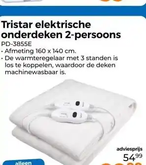 Trekpleister Tristar elektrische onderdeken 2-persoons aanbieding