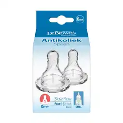 Etos Dr. Brown’s Flesspeen 0+ maanden Fase 1 Smalle Halsfles 2 stuks aanbieding
