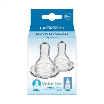 Etos Dr. Brown’s Flesspeen 3+ Maanden Fase 2 Smalle Halsfles 2 stuks aanbieding