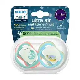Etos Philips Avent Ultra Air Night – Glow-in-the-dark fopspeen (6-18 mnd) – 2 stuks - SCF376/28 aanbieding