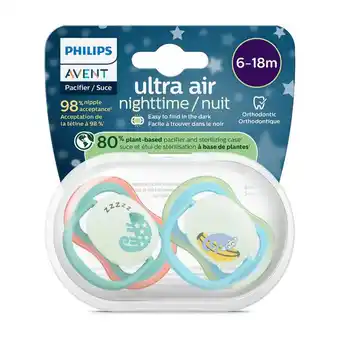 Etos Philips Avent Ultra Air Night – Glow-in-the-dark fopspeen (6-18 mnd) – 2 stuks - SCF376/28 aanbieding