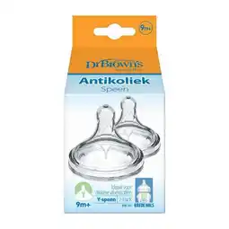 Etos Dr. Brown’s Y-Speen 9+ Maanden Brede Halsfles 2 stuks aanbieding