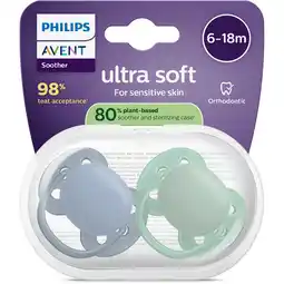 Etos Philips Avent Ultra Soft – Superzachte siliconen fopspeen (6-18 mnd) – 2 stuks - SCF091/44 aanbieding