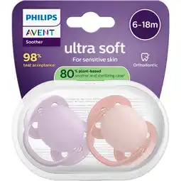 Etos Philips Avent Ultra Soft – Superzachte siliconen fopspeen (6-18 mnd) – 2 stuks - SCF091/44 aanbieding