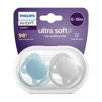 Etos Philips Avent Ultra Soft – Superzachte siliconen fopspeen (6-18 mnd) – 2 stuks - SCF091/44 aanbieding