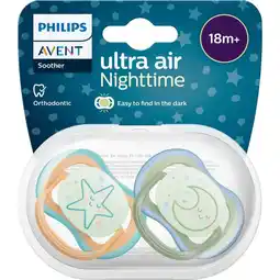 Etos Philips Avent Ultra Air Night – Glow-in-the-dark fopspeen (18 mnd+) – 2 stuks - SCF376/33 aanbieding