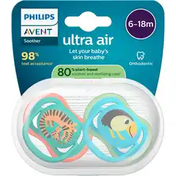 Etos Philips Avent Ultra Air – Ademend en lichtgewicht fopspeen (6-18 mnd) – 2 stuks - SCF087/11 aanbieding