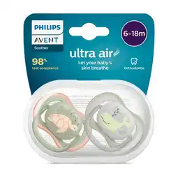 Etos Philips Avent Ultra Air – Ademend en lichtgewicht fopspeen (6-18 mnd) – 2 stuks - SCF087/11 aanbieding
