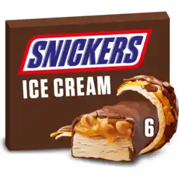 Jumbo Snickers Ijs repen chocolade pinda caramel 6-pack aanbieding