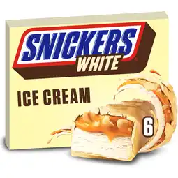Jumbo Snickers White ijs repen witte chocolade pinda 6-pack aanbieding