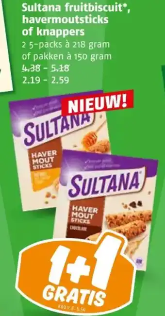 Poiesz Sultana fruitbiscuit havermoutsticks of knappers aanbieding