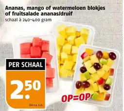 Poiesz Ananas, mango of watermeloen blokjes of fruitsalade ananas druif aanbieding