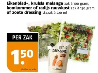 Poiesz Eikenblad, krulsla melange, komkommer of radijs rauwkost of zoete dressing aanbieding