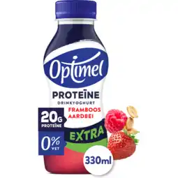 Jumbo Optimel Proteïne Extra Drinkyoghurt Framboos Aardbei 0% Vet 330ML aanbieding