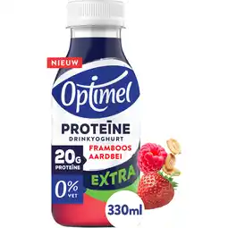 Jumbo Optimel Proteïne Extra Drinkyoghurt Framboos Aardbei 0% Vet 330ML aanbieding