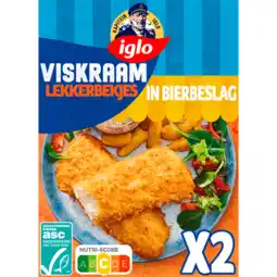 Jumbo Iglo Viskraam Lekkerbekjes in Bierbeslag 2 Stuks 240 g aanbieding