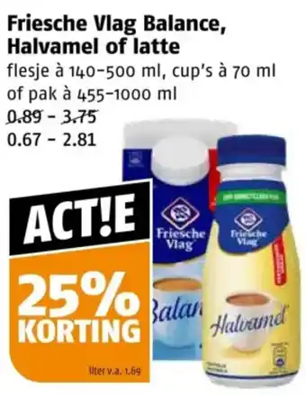 Poiesz Friesche Vlag Balance, Halvamel of latte aanbieding