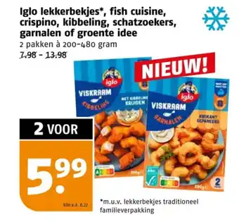 Poiesz Iglo lekkerbekjes, fish cuisine, crispino, kibbeling, schatzoekers, garnalen of groente idee aanbieding
