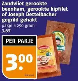 Poiesz Zandvliet gerookte beenham, gerookte kipfilet of Joseph Dettelbacher gegrild gehakt aanbieding