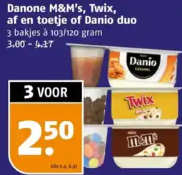 Poiesz Danone M&M's, Twix, af en toetje of Danio duo aanbieding
