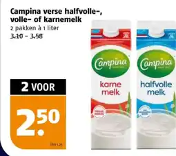Poiesz Campina verse halfvolle, volle of karnemelk aanbieding