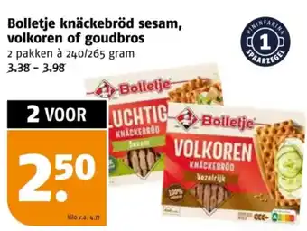 Poiesz Bolletje knäckebröd sesam, volkoren of goudbros aanbieding