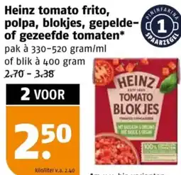 Poiesz Heinz tomato frito polpa, blokjes, gepelde of gezeefde tomaten aanbieding