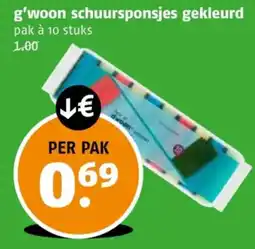 Poiesz G'woon schuursponsjes gekleurd aanbieding