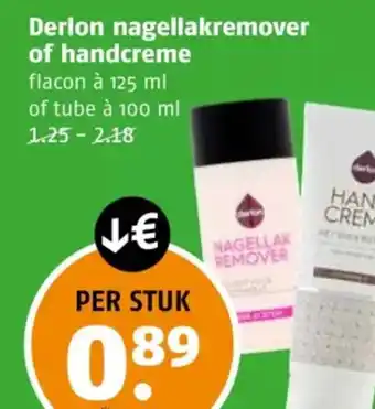 Poiesz Derlon nagellakremover of handcreme aanbieding