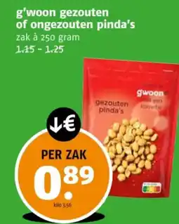 Poiesz G'woon gezouten of ongezouten pinda's aanbieding
