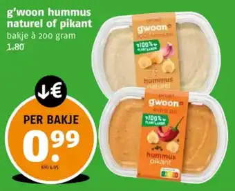Poiesz G'woon hummus naturel of pikant aanbieding