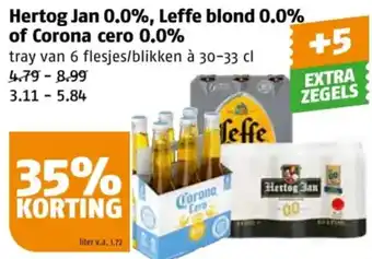 Poiesz Hertog Jan 0.0%, Leffe blond 0.0% of Corona cero 0.0% aanbieding
