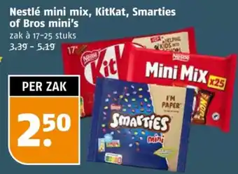 Poiesz Nestlé mini mix, KitKat, Smarties of Bros mini's aanbieding