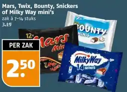 Poiesz Mars, Twix, Bounty, Snickers of Milky Way mini's aanbieding