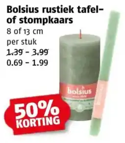Poiesz Bolsius rustiek tafel of stompkaars aanbieding