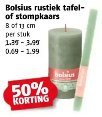 Poiesz Bolsius rustiek tafel of stompkaars aanbieding