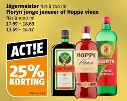 Poiesz Jägermeister Floryn jonge jenever of Hoppe vieux aanbieding