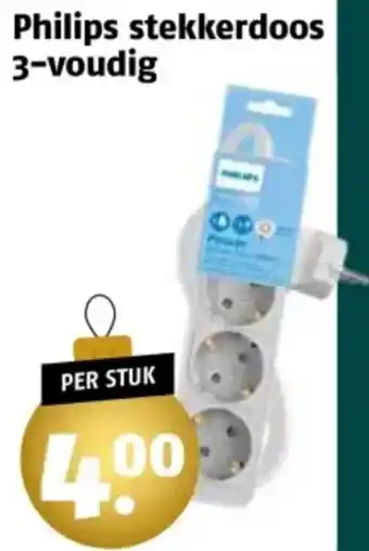 Poiesz Philips stekkerdoos 3 voudig aanbieding