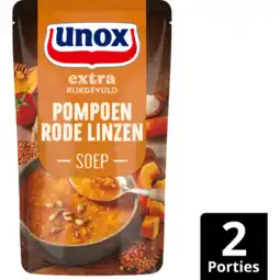 Jumbo Unox Extra Rijkgevuld Soep In Zak Pompoen Rode Linzen 570 ml aanbieding