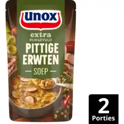 Jumbo Unox Extra Rijkgevuld Soep In Zak Pittige Erwten 570 ml aanbieding