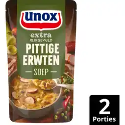 Jumbo Unox Extra Rijkgevuld Soep In Zak Pittige Erwten 570 ml aanbieding