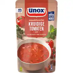 Jumbo Unox Smaakfavoriet Soep In Zak Kruidige Tomaten 570 ml aanbieding